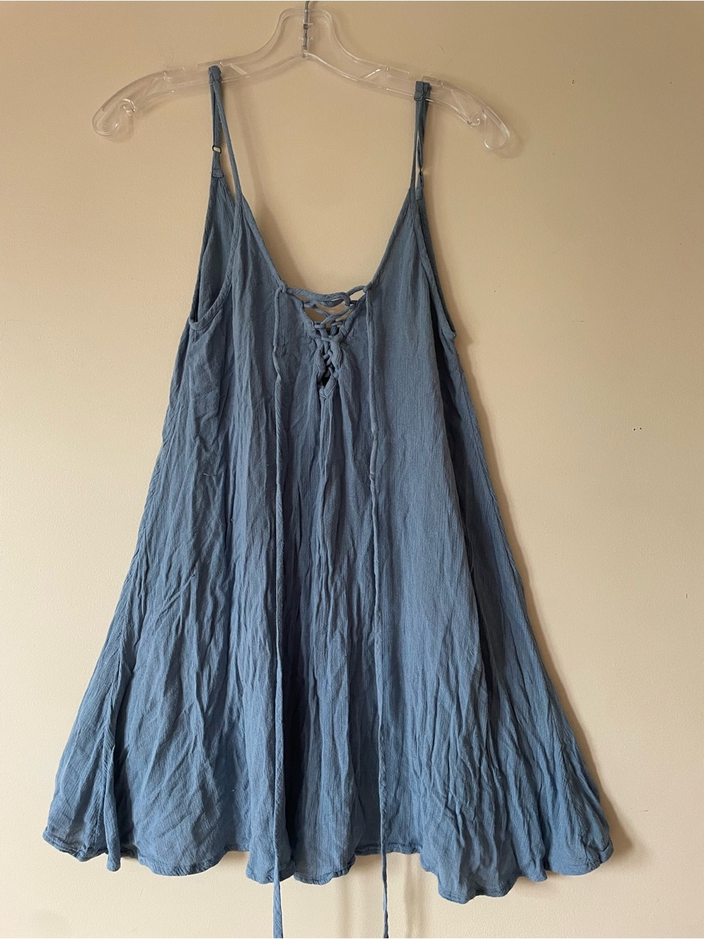 Roxy Blue Flowy Lace-Up Mini Dress